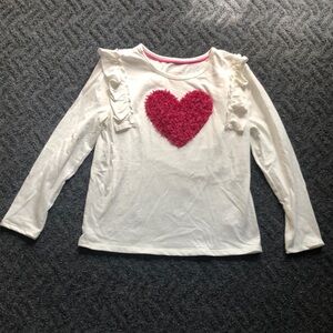 Isaac Mizrahi Girls White Long Sleeve Tee with Pink Heart